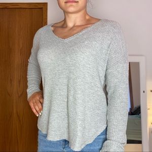 Waffle Knit long Sleeve Scoop Neck Long Sleeve